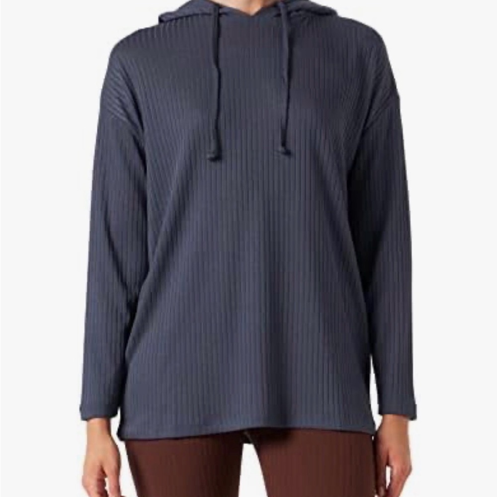 Pieces Cozy Grey/Blue Ribbed Hoodie